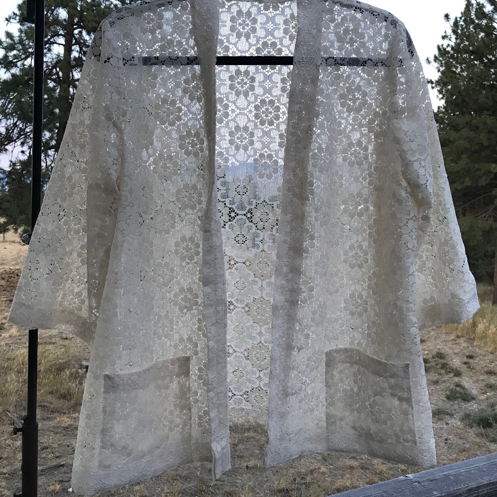 Vintage, Little House Creation, XL, Ivory/Cream, Lace, Coverlet/Jacket